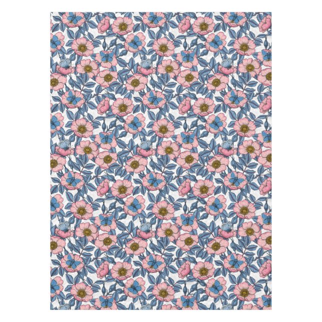 Dog rose and butterflies tablecloth (Front)