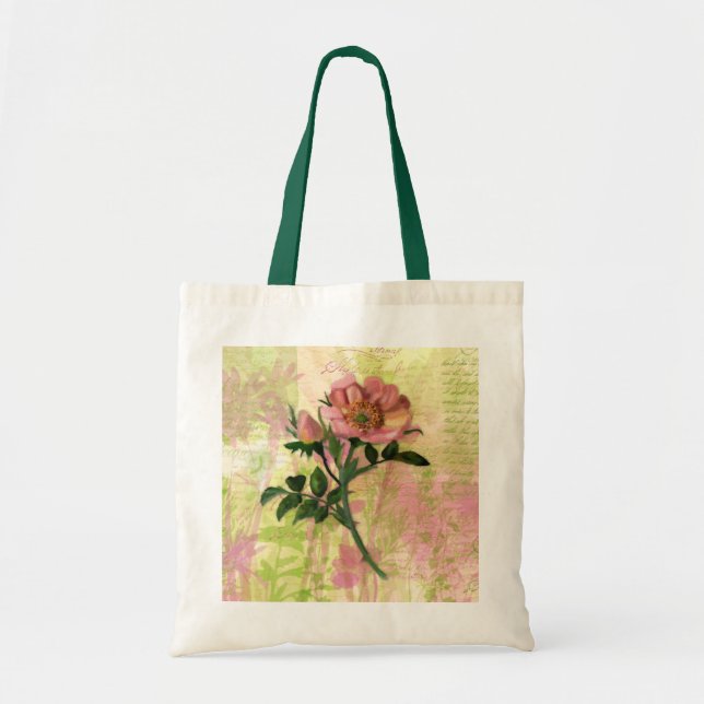 Dog Rose Flower Tote Bag (Front)
