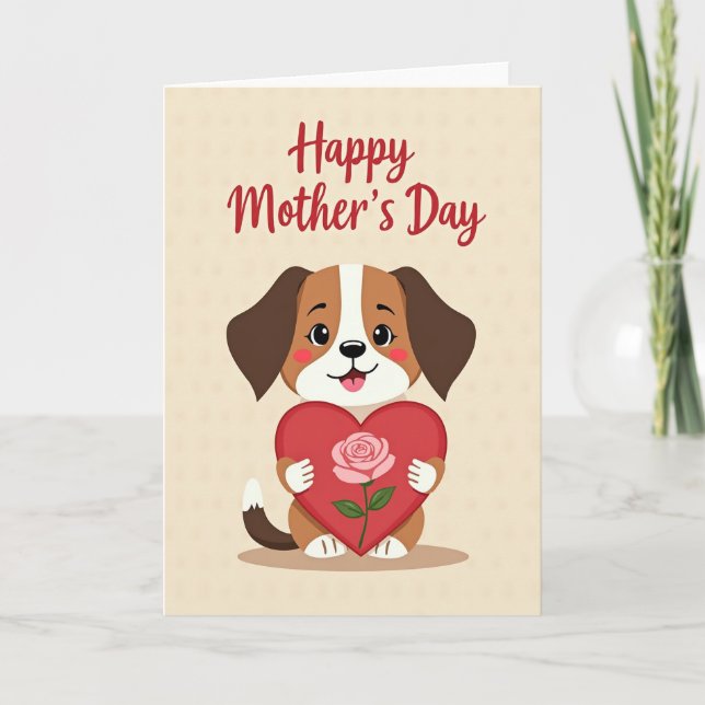 Dog Rose Mothers Day Heart Card (Front)