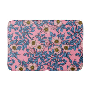 Dog rose pattern bath mat
