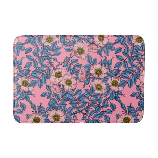 Dog rose pattern bath mat (Front)