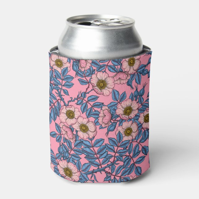 Dog rose pattern can cooler (Can Front)