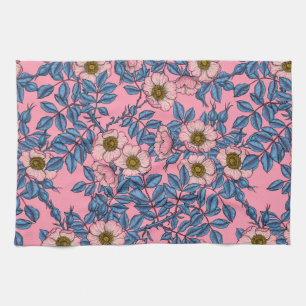 Dog rose pattern kitchen towel