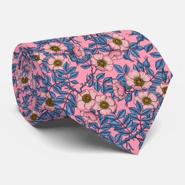 Dog rose pattern neck tie (Rolled)