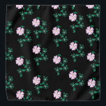 Dog Rose - Rosa Canina  Bandana<br><div class="desc">Dog Rose Blooms so beautifully,  that I had to draw it. Floral Dog Rose Pattern on Black Background.</div>