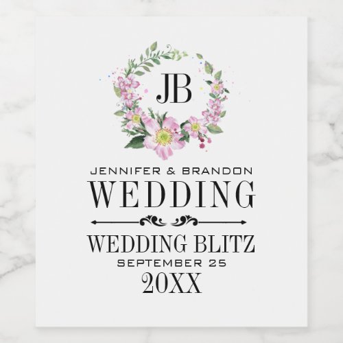 Dog_Rose Wreath Wedding Label Design