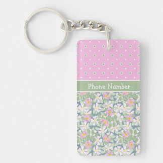 Dog Roses and Polka Dots: Oblong Acrylic Keychain