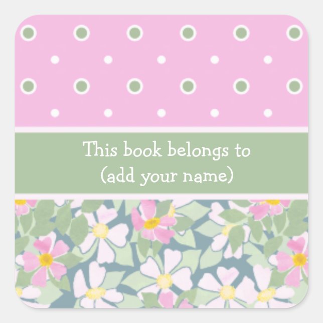 Dog Roses and Polka Dots: Sheet of 20 Bookplates (Front)