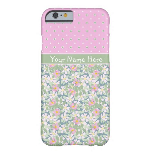 Dog Roses on Navy Polka Dots Slim iPhone 6 Case