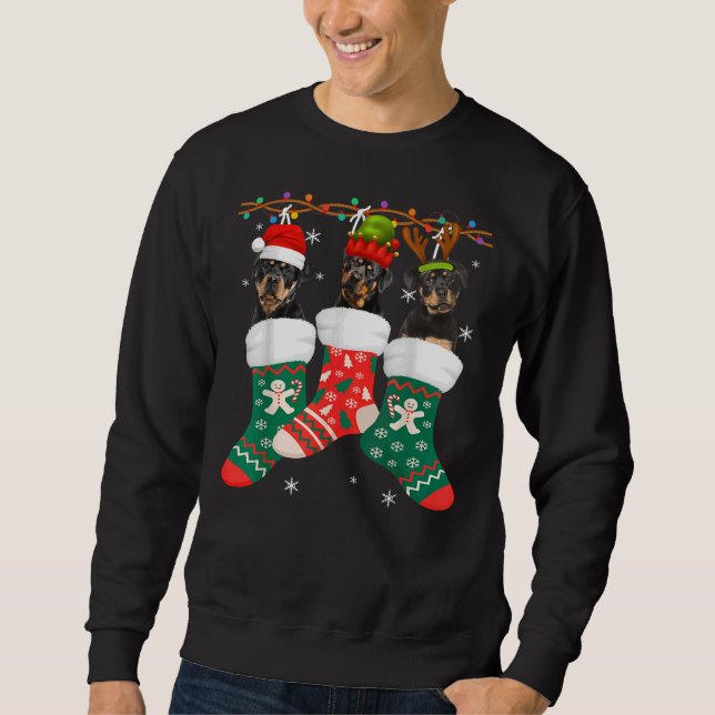 Dog Rottweiler Christmas Socks  Xmas Pajama Pet Pu Sweatshirt (Front)