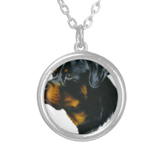 dog-rottweiler silver plated necklace