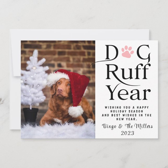 Dog Ruff Year Pet  Photo Funny holiday card (Front)