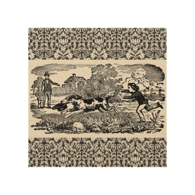 Dog running antique pet art victorian illustration (Front)