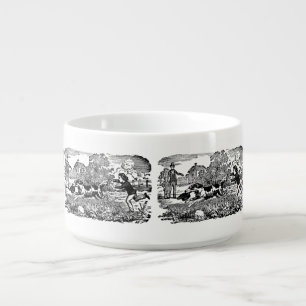 Dog running antique pet art victorian illustration bowl