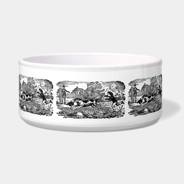 Dog running antique pet art victorian illustration bowl (Front)
