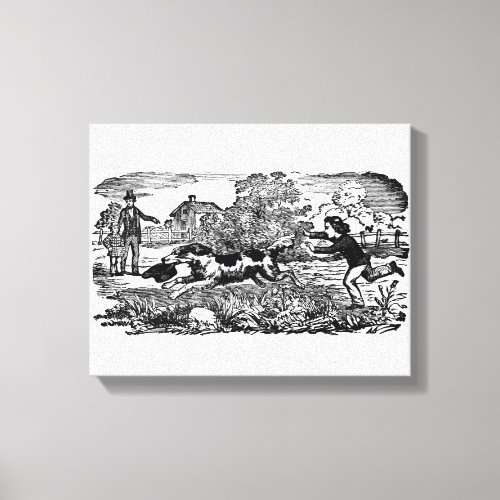 Dog running antique pet art victorian illustration canvas print