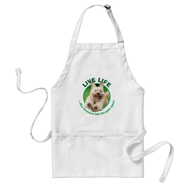 Dog Running In Yard Adult Apron (Front)
