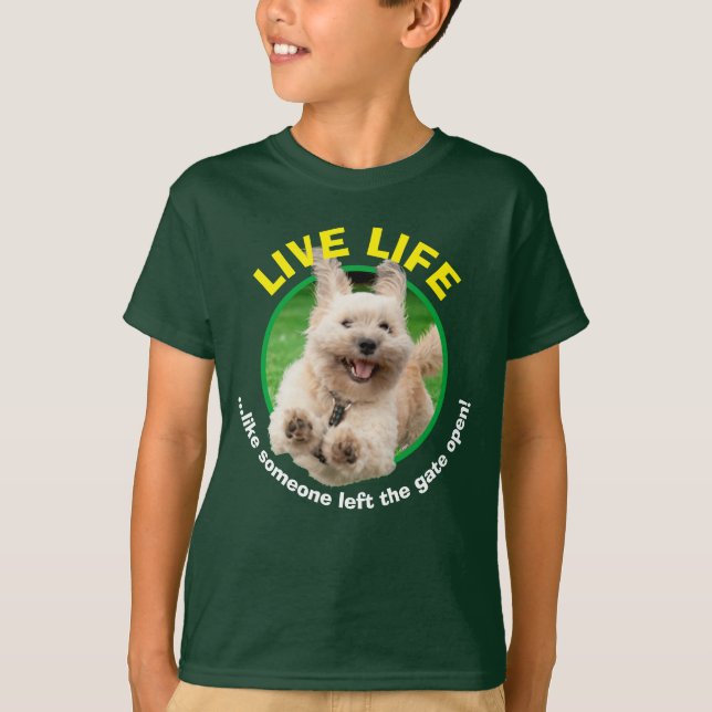 Dog Running In Yard T-Shirt (Front)