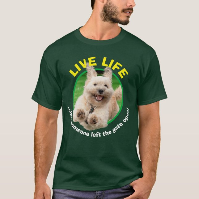 Dog Running In Yard T-Shirt (Front)
