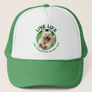 Dog Running In Yard Trucker Hat
