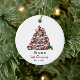 Dog’s First Christmas Cute Photo Holiday Ceramic Ornament
