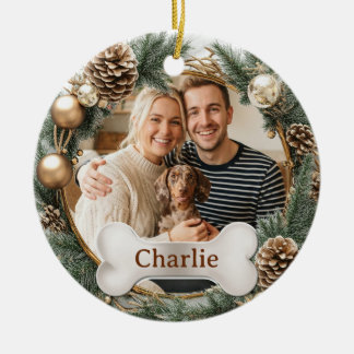 Dog’s First Christmas Pet Cat Photo Ceramic Ornament