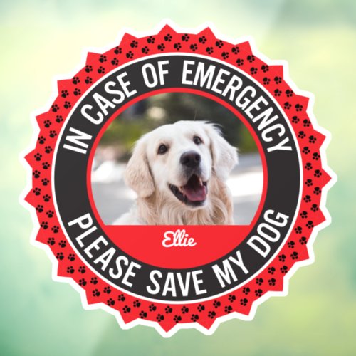 Dog Safety Alert Custom First Responder Window Cling