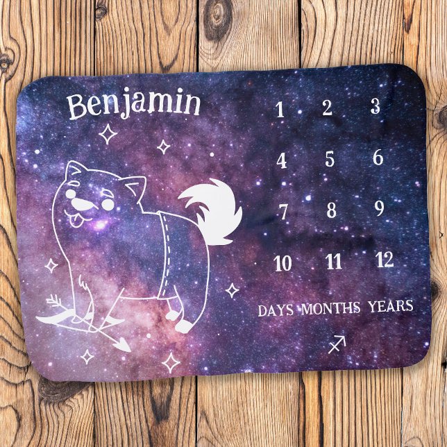 Dog Sagittarius Zodiac Gender Neutral Milestone Baby Blanket (Creator Uploaded)