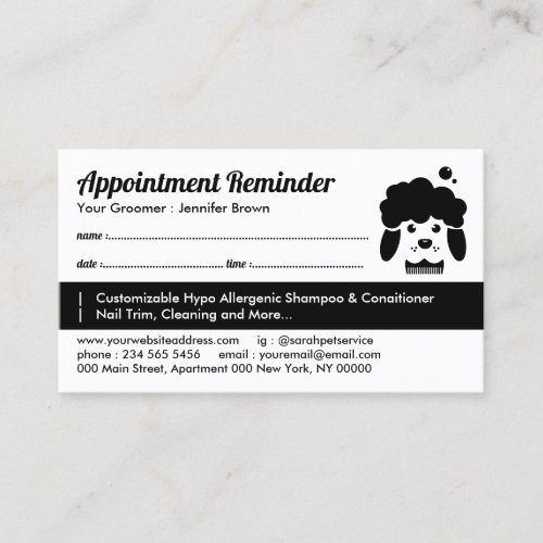 Dog Salon Appointment Pet Grooming Business Card