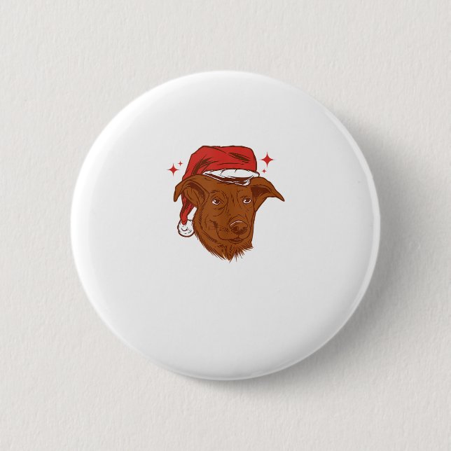 Dog Santa Hat - Funny Christmas  Button (Front)