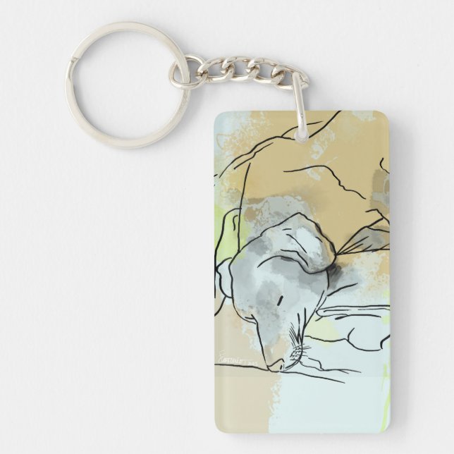 dog sausage resting keychain (Front)