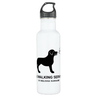 Dog Saying Walk? - Simple Black &amp; White Dog Walker Stainless Steel Water Bottle