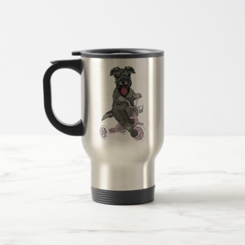  dog schnauzer riding bicycle biker dog lovers  travel mug