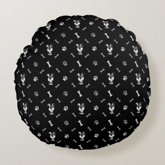  Dog Schnauzer Round Pillow (Front)