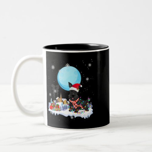 Dog Scottish Terrier Cute Christmas Lights Lover T Two_Tone Coffee Mug