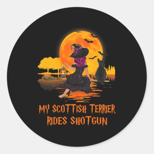 Dog Scottish Terrier My Scottish Terrier Rides Sho Classic Round Sticker