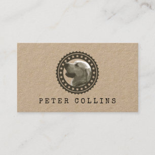 dog seal logo dog walker rustic kraft business card