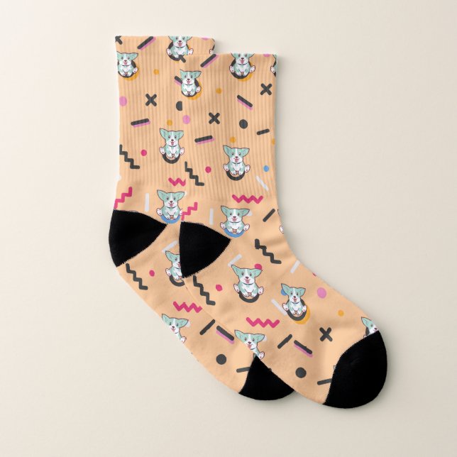 Dog Seamless Pattern Vector  Socks (Pair)