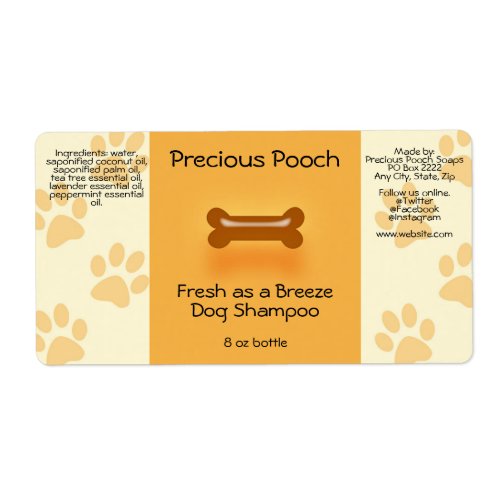 Dog Shampoo Soap Label orange