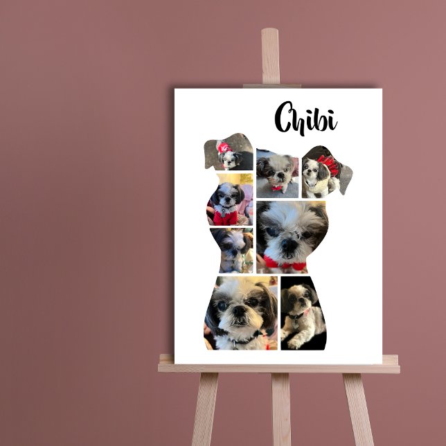 Dog Shape Photo Collage Poster Foam Board (Dog photo collage foam board)
