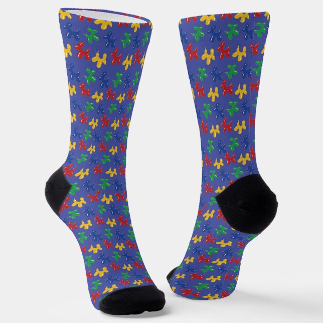 Dog Shaped Balloon Sculptures Primary Colors Socks (Angled)
