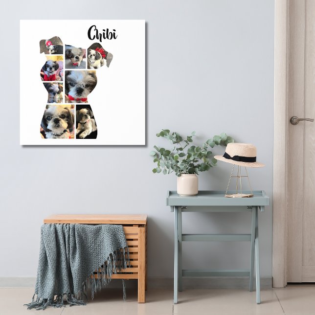 Dog-Shaped Photo Collage Tile (Dog collage photo tile)