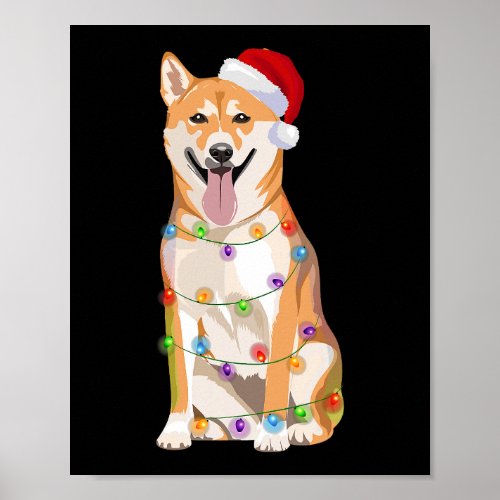 Dog Shiba Inu Christmas Pajama Cute Shiba Inu Kawa Poster