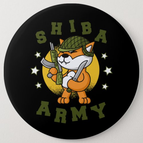 Dog Shiba Inu Cute Military Dog Pet Army Cartoon S Button