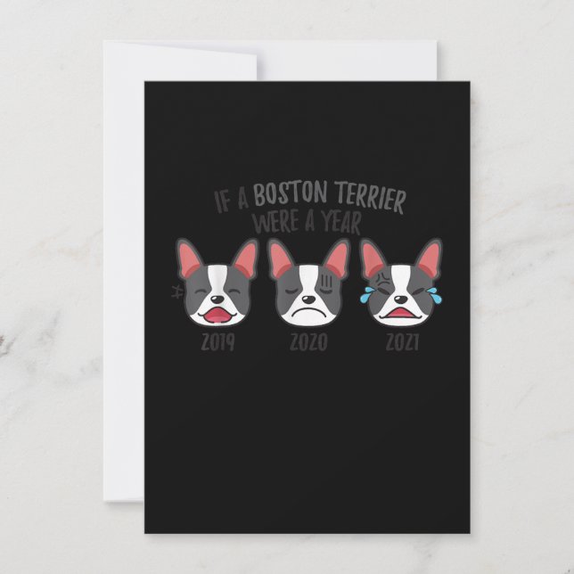 Dog Shirts If A Boston Terrier Was A Year Humor Thank You Card (Front)