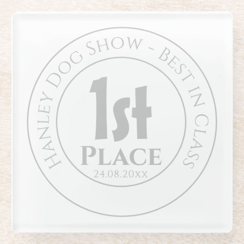 Dog Show _ Best in Class 1st Prize Trophy Award Glass Coaster