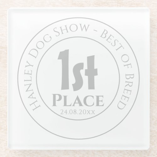 Dog Show _ Best of Breed 1st Prize Trophy Award Glass Coaster