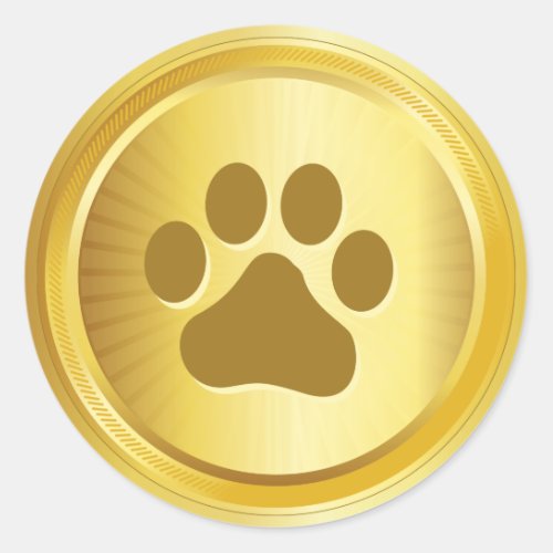 Dog show winner gold medal classic round sticker