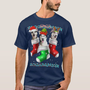 Dog Siberian Husky Christmas Socks Funny Xmas Paja T-Shirt