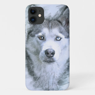 Dog Siberian Husky Drawing Sled Dog iPhone 11 Case